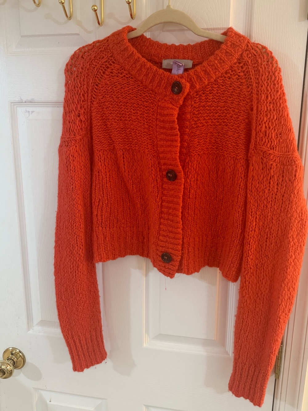Everlane Bright Orange Lofty-Knit Button Cardigan - Picture 7 of 12